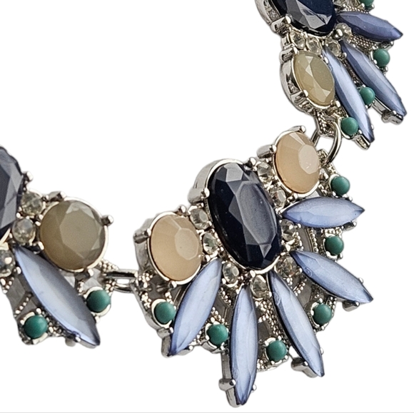 Loft necklace. dark blue, light blue, cz, opal, and turquoise colored st… - Picture 3 of 10